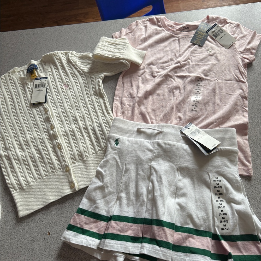 Polo by Ralph Lauren Pink and White Kids Matching Set